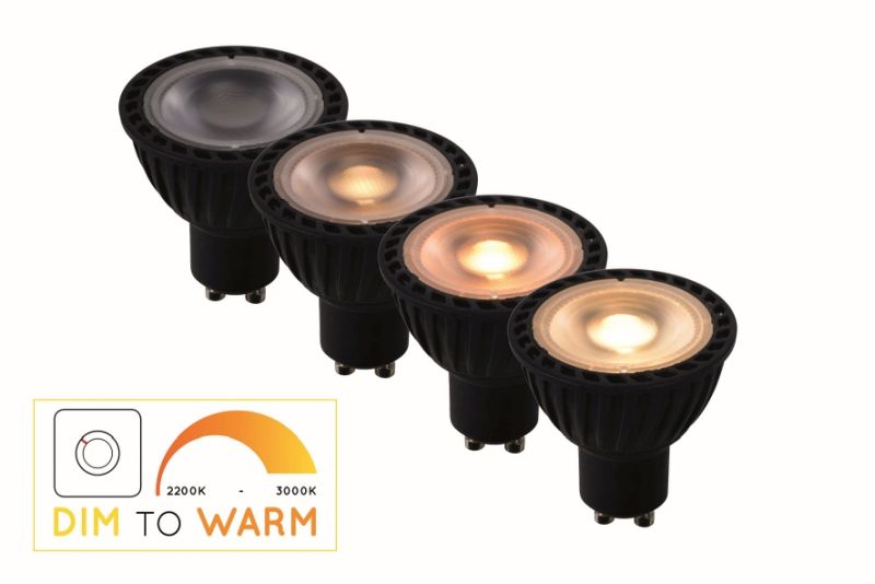Lucide MR16 - Led žiarovka - Ø 5 cm - LED Dim to warm - GU10 - 1x5W 2200K/3000K - Black